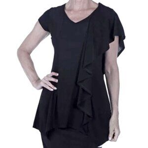 NEW Marallis Black Ruffle Stretch Top Size XXL (bin 2F)